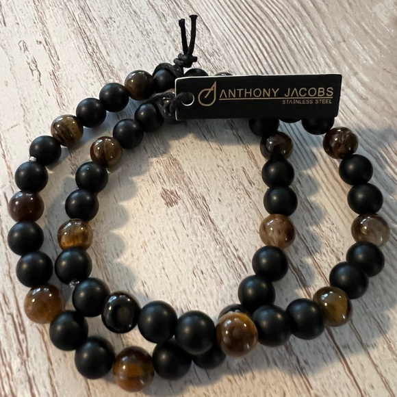 Anthony Jacobs volcano rock and tigers eye bracelets - Picture 5 of 5